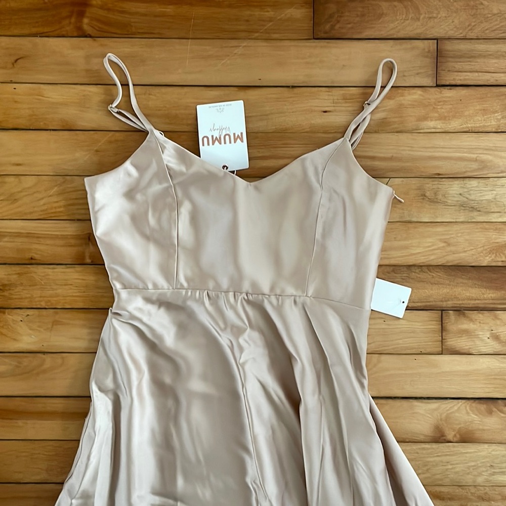 Show me your mumu champagne bridesmaid dress